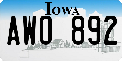 IA license plate AWO892