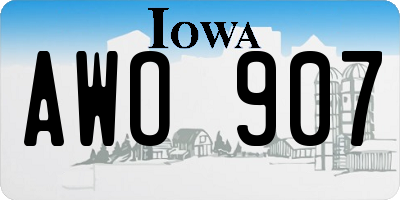 IA license plate AWO907