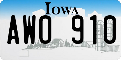 IA license plate AWO910