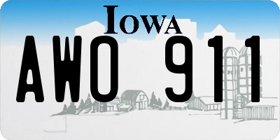 IA license plate AWO911