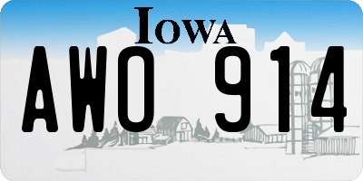 IA license plate AWO914