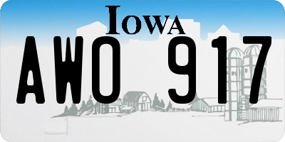 IA license plate AWO917