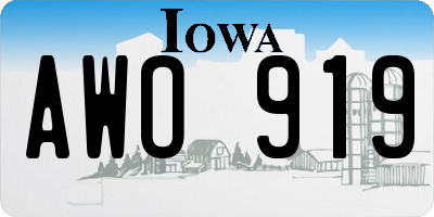 IA license plate AWO919
