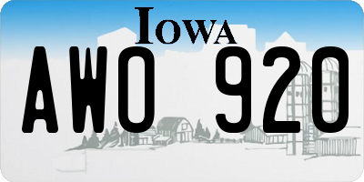 IA license plate AWO920
