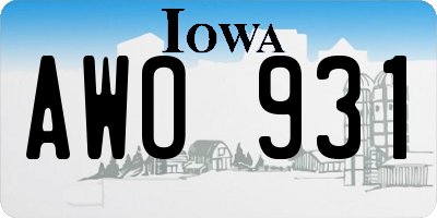 IA license plate AWO931