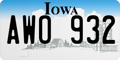 IA license plate AWO932