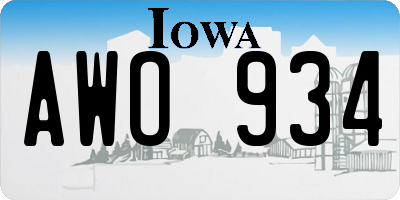 IA license plate AWO934