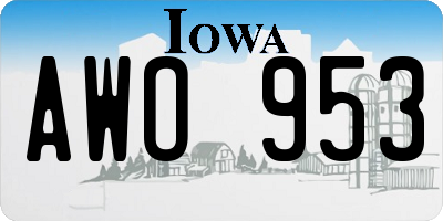 IA license plate AWO953