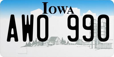 IA license plate AWO990