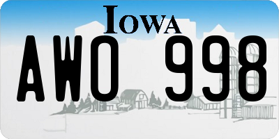 IA license plate AWO998