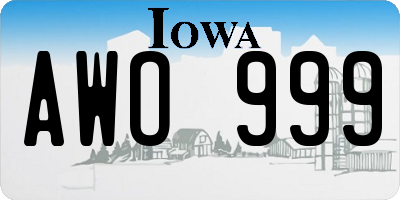 IA license plate AWO999