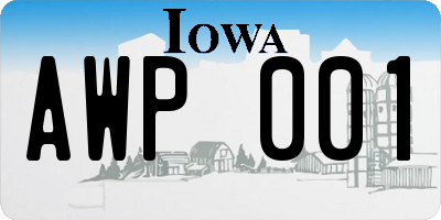 IA license plate AWP001