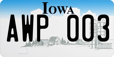 IA license plate AWP003