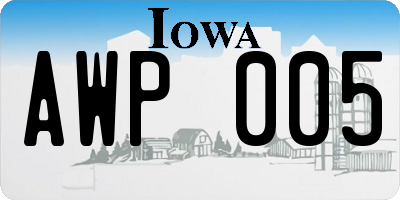 IA license plate AWP005
