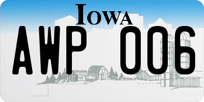 IA license plate AWP006