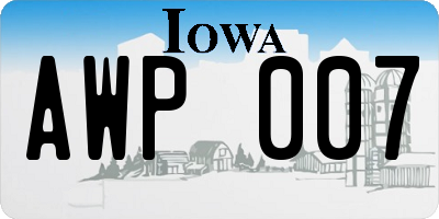 IA license plate AWP007