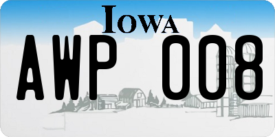 IA license plate AWP008