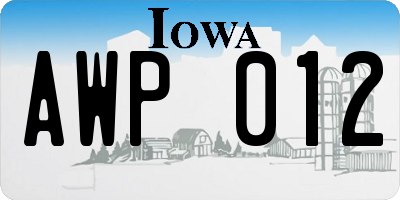 IA license plate AWP012