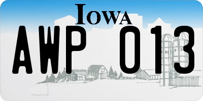 IA license plate AWP013