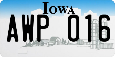 IA license plate AWP016