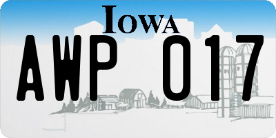 IA license plate AWP017