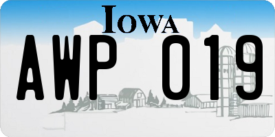 IA license plate AWP019