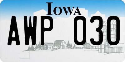 IA license plate AWP030
