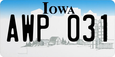 IA license plate AWP031
