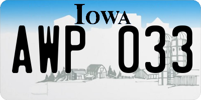 IA license plate AWP033