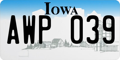 IA license plate AWP039