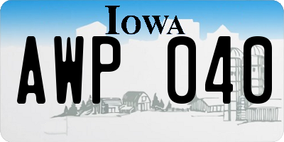 IA license plate AWP040