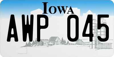 IA license plate AWP045