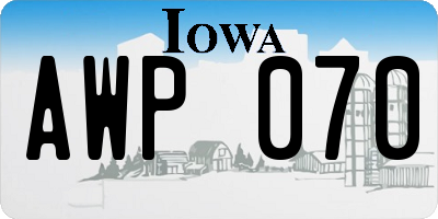 IA license plate AWP070