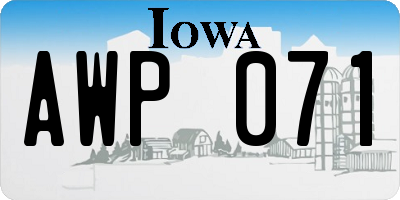 IA license plate AWP071