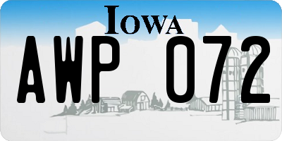 IA license plate AWP072