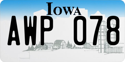 IA license plate AWP078