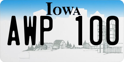 IA license plate AWP100