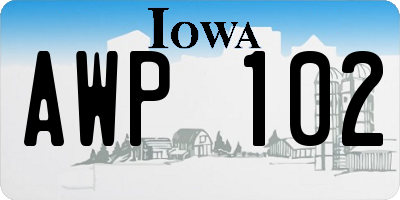 IA license plate AWP102