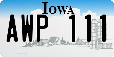 IA license plate AWP111