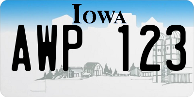 IA license plate AWP123