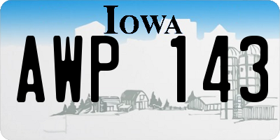 IA license plate AWP143