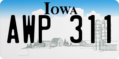 IA license plate AWP311