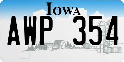 IA license plate AWP354