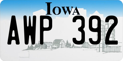 IA license plate AWP392
