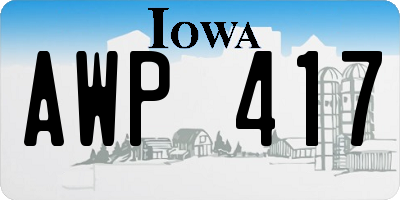 IA license plate AWP417