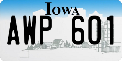IA license plate AWP601