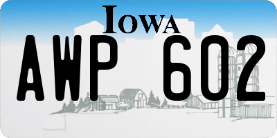 IA license plate AWP602