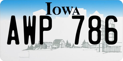 IA license plate AWP786