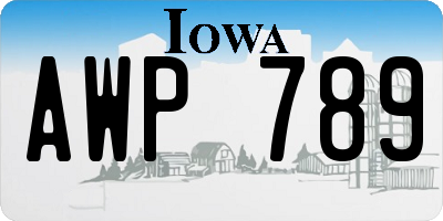 IA license plate AWP789