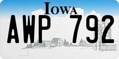 IA license plate AWP792